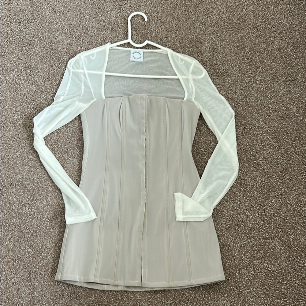 With Jean Al corset and sheer mesh dress